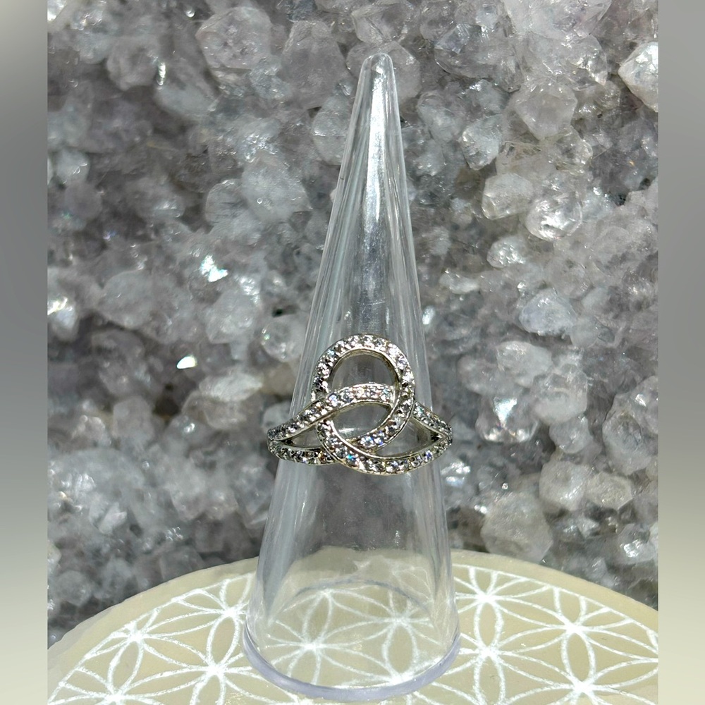 Sterling Silver CZ Knot Ring 925
